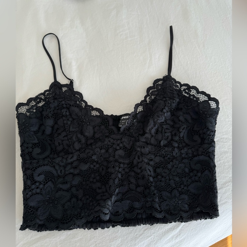 Express Crop Lace top , Black, Size S